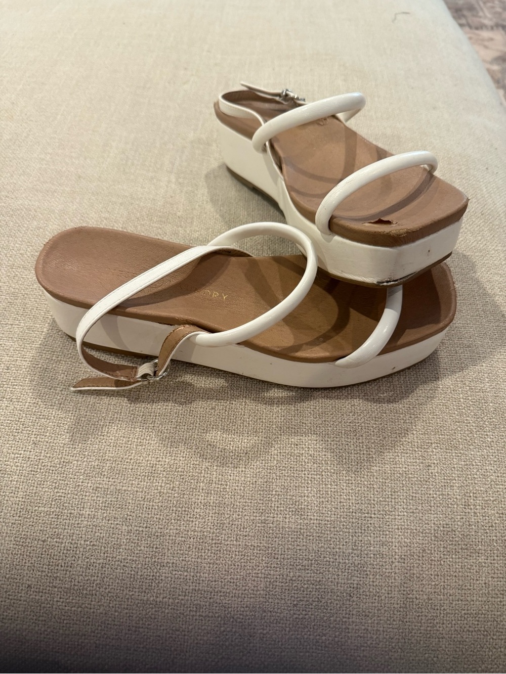 Chinese Laundry White Platform Double-Strap Sandals